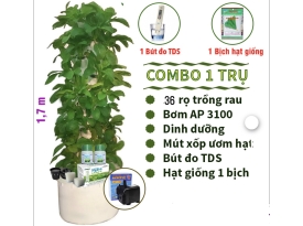 Trụ trồng rau thuỷ canh combo 1 trụ 36 rọ